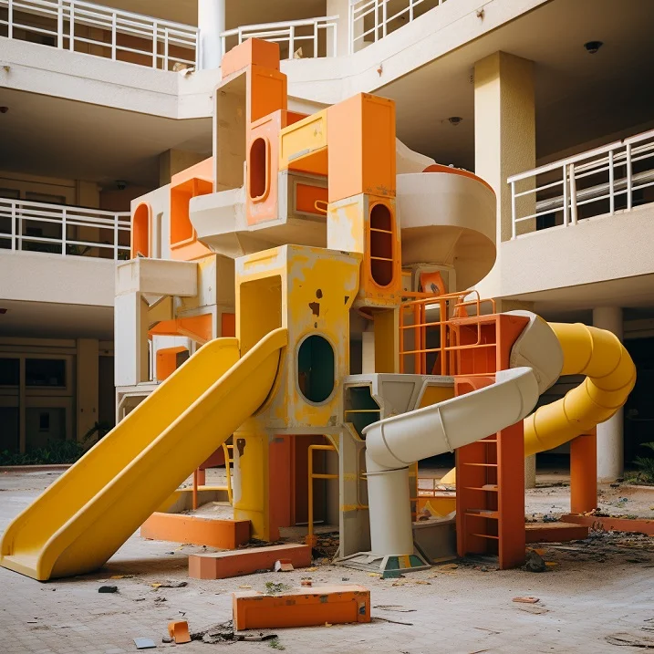 Badly maintained playground at Condominium